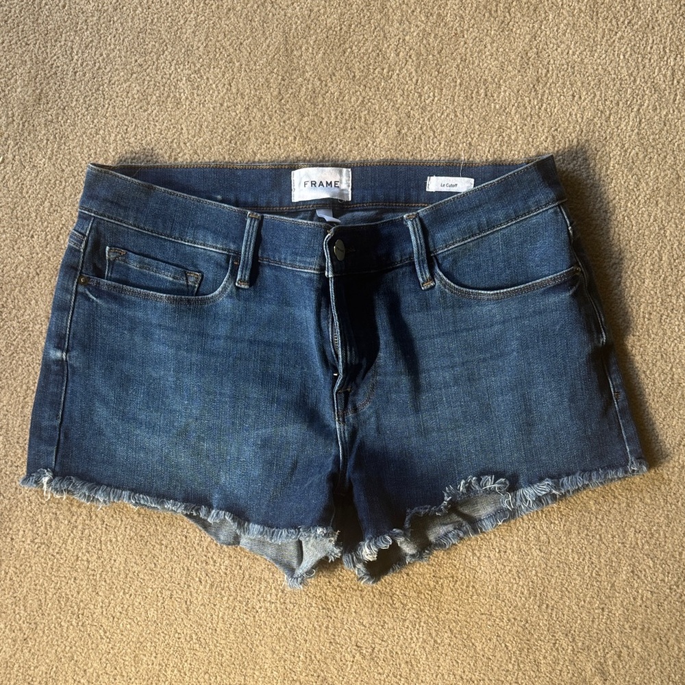 Frame Denim Distressed Blue Jean Shorts, Le Cutoff, Size 28